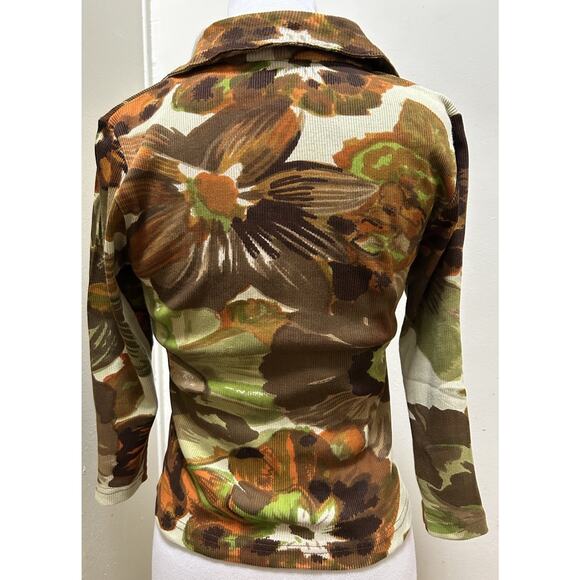 Chaudry Sports Women's V-Neck Autumn Floral Top Beaded Boho Blouse - Size M - Picture 4 of 6